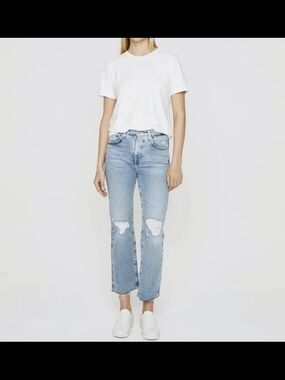 AG Denim Cropped Distressed Flare Jeans